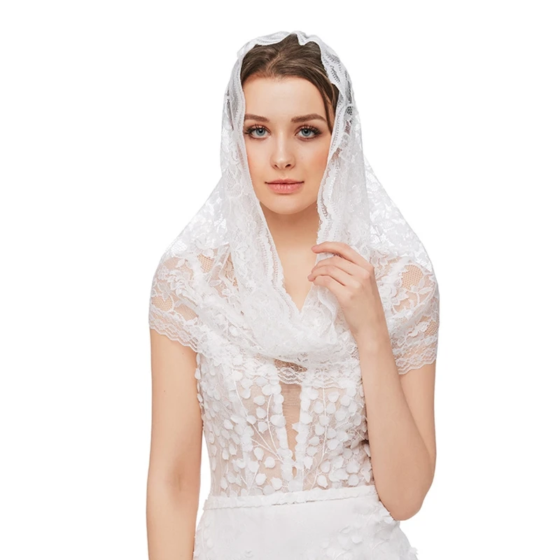 

L21E Latin Mass Infinity Veil Exquisite Floral Lace Mantilla Scarf Head Covering Women Church Veils for catholic Chapels