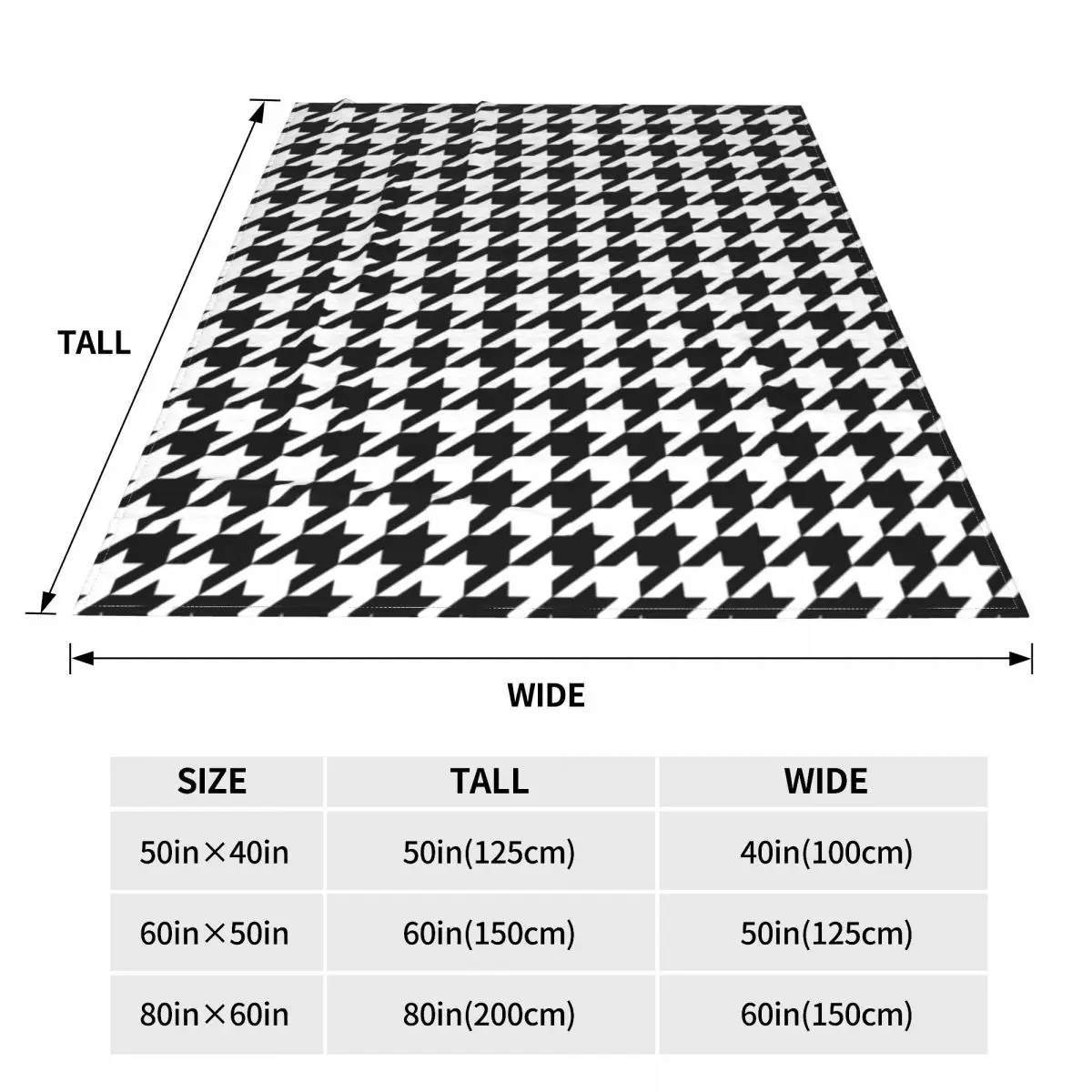 Одеяло с рисунком гусиная лапка черно-белое классическое мягкое Дешевое