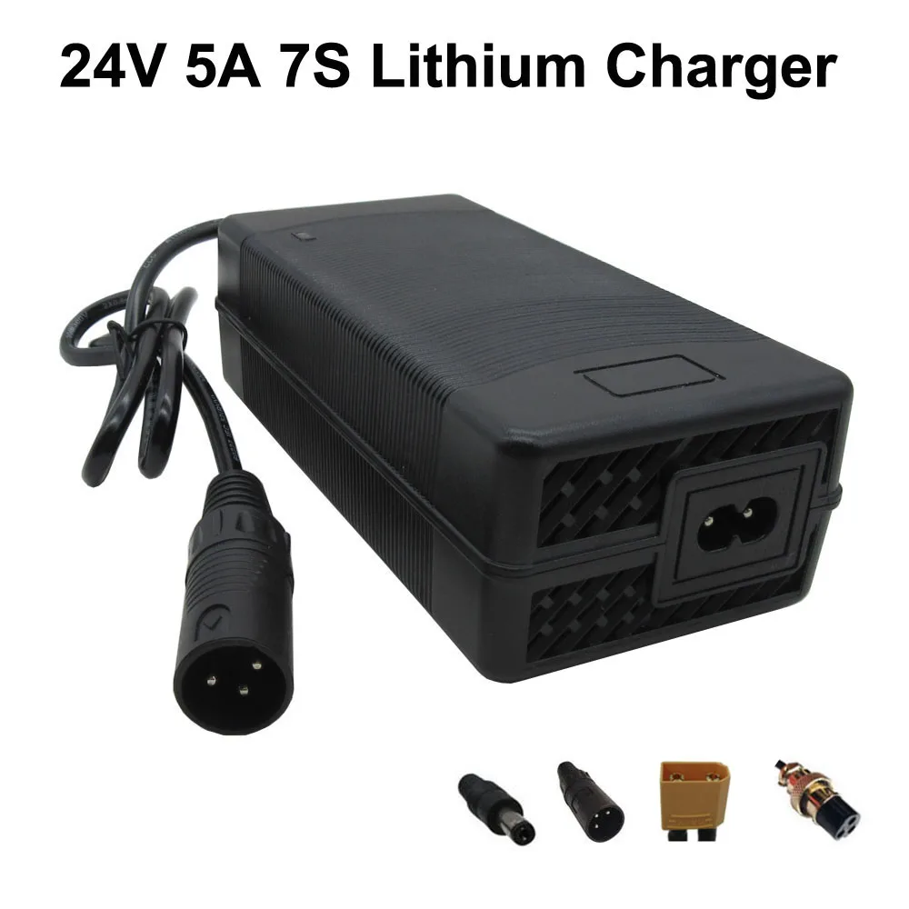 

24V 7S 5A Li-ion Electric Bike Bicycle Wheelchair Drill Charger XLR 29.4V Ebike Scooter Lithium E-Bike Battery Charger