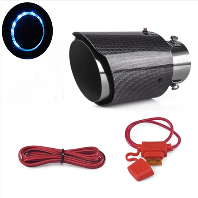 

Автомобильные аксессуары 63-65 мм из углеродного волокна, цветной автомобильный глушитель, наконечник трубы со светодиодной подсветкой, глушитель, автомобильные аксессуары