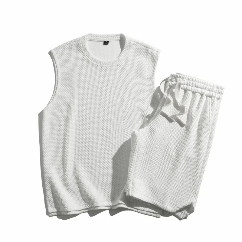 

Men Outfit Set 2023 New Men Streetwear Fashion Suits Sleeveless T Shirt Outfit Shorts 2 Piece Set Tracksuits