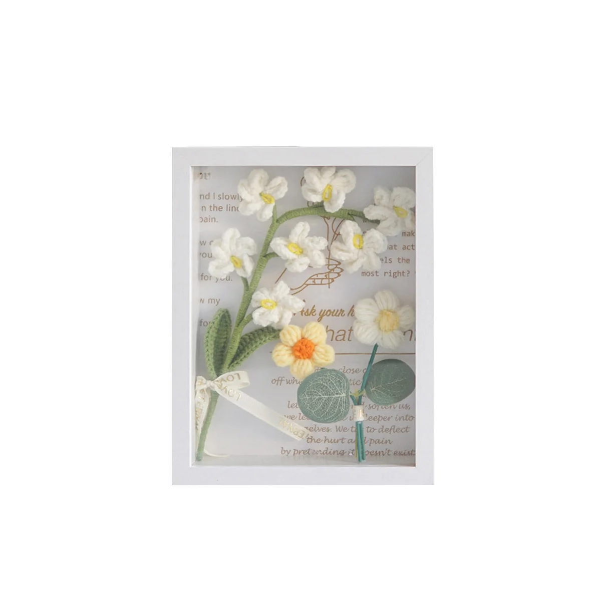 

Crocheted Wool Flower Finished Knitted Bouquet Photo Ornaments Pendant 's Day Gift White