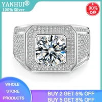 yanhui best men gift jewelry men engagement wedding rings tibetan silver jewelry big 2 0ct zirconia diamond rings for men male
