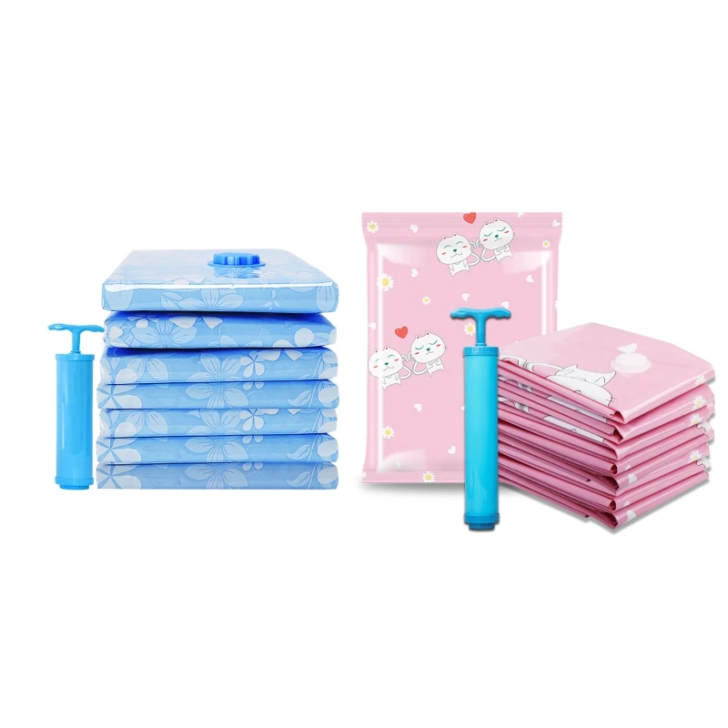 

F3KA Vacuum Compressed Storage Bag 11pcs/set with Hand Pump Reusable Organizer