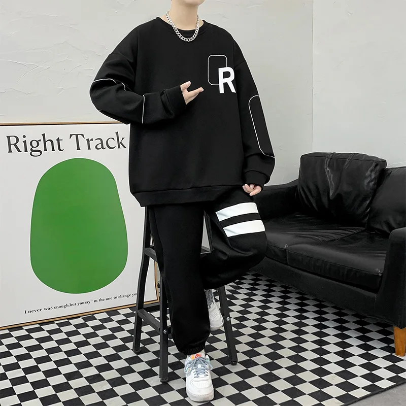 

Men Oversized Hip Hop Clothes Mens Sets 2 Piece Tracksuit Men Loose Punk Style High Street Lazy Style Casual Autumn Outfits New