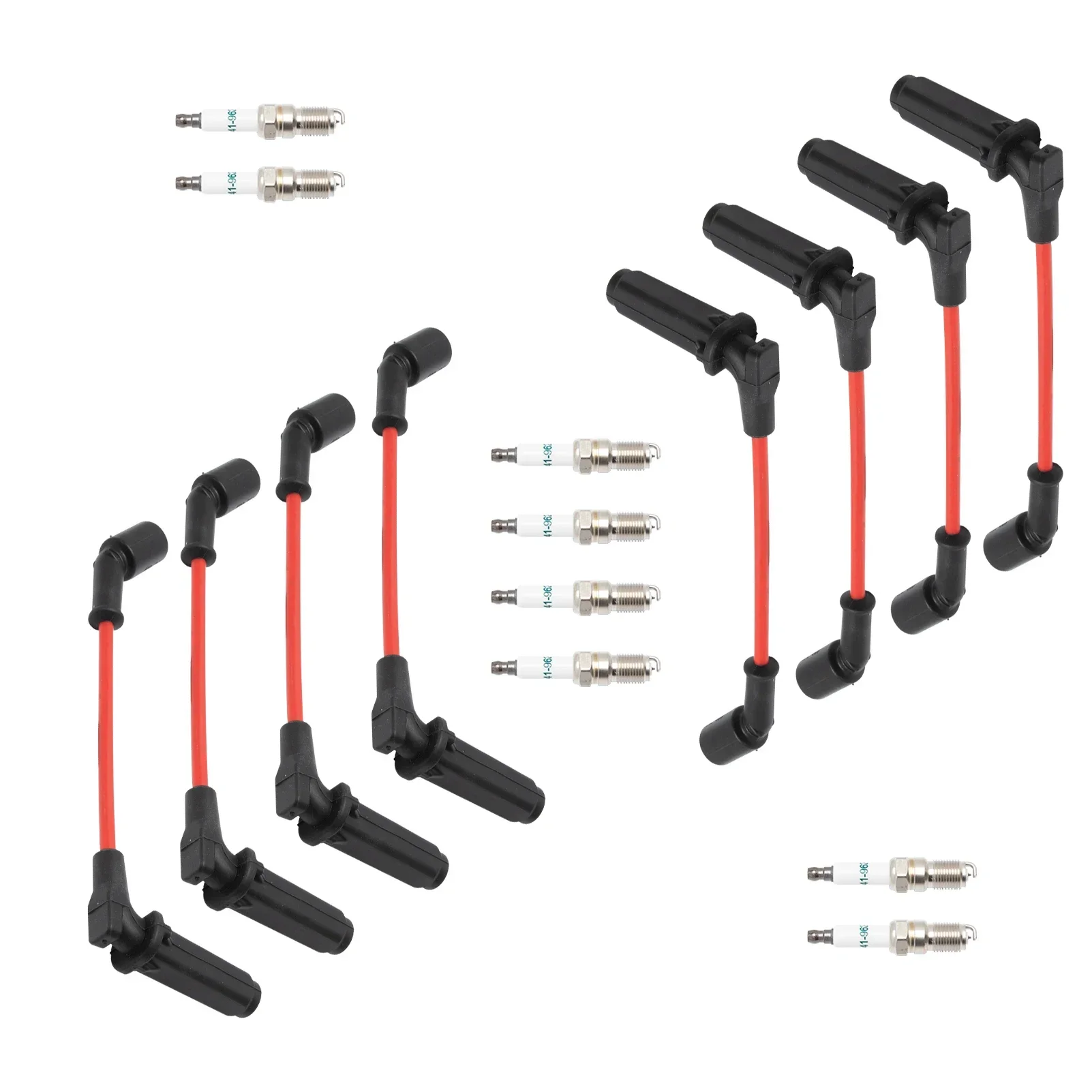 Набор проводов для свечей зажигания 9748HH 8 0 мм красный + 41-962 Свечи Cadillac Escalade Chevy