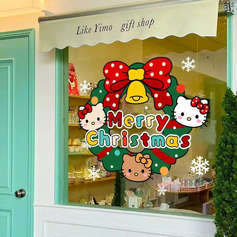 Sanrios Kawaii Hello Kitty Рождественские украшения наклейки аниме девчачье сердце Новый
