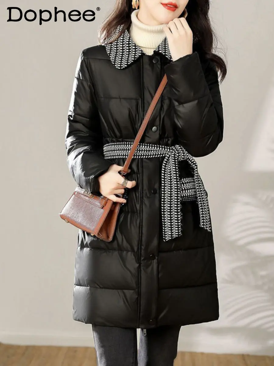 

Новинка Зима 2022 модная Корейская Повседневная Высококачественная универсальная хлопковая куртка средней длины приталенное черное хлопко...