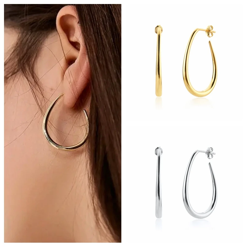 Женские серьги-кольца из серебра 925 пробы в европейском и американском стиле