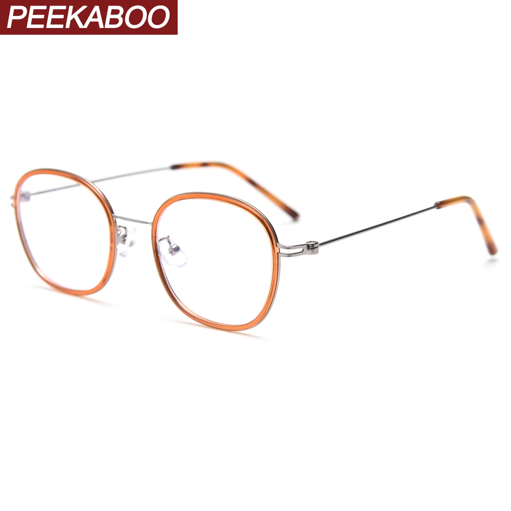 

Легкие круглые светильник чки Peekaboo в Корейском стиле женские прозрачные линзы дамские квадратные очки Мужская полуметаллическая оправа TR90