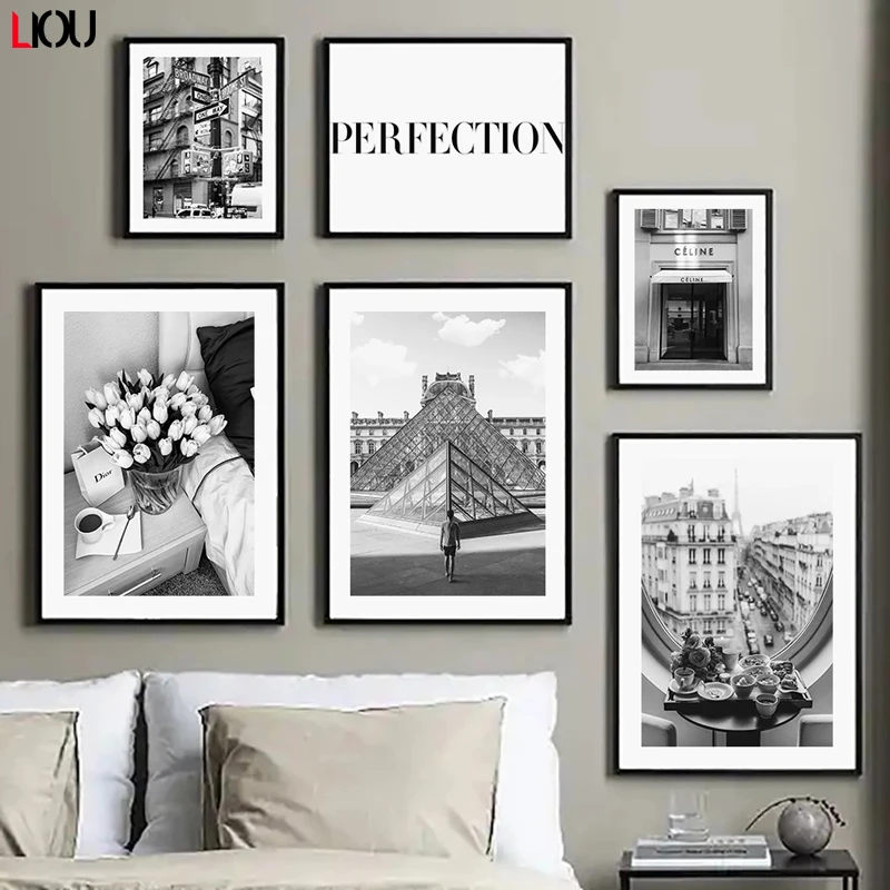 Черно-белое Парижское полотенце постеры в скандинавском стиле для девушек
