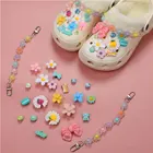 Новинка 2021 г., украшение для обуви стразы, 1 комплект, цепочки в виде фруктов и цветов, милые украшения в виде крокса, дизайнерские рождественские аксессуары Jibz сделай сам