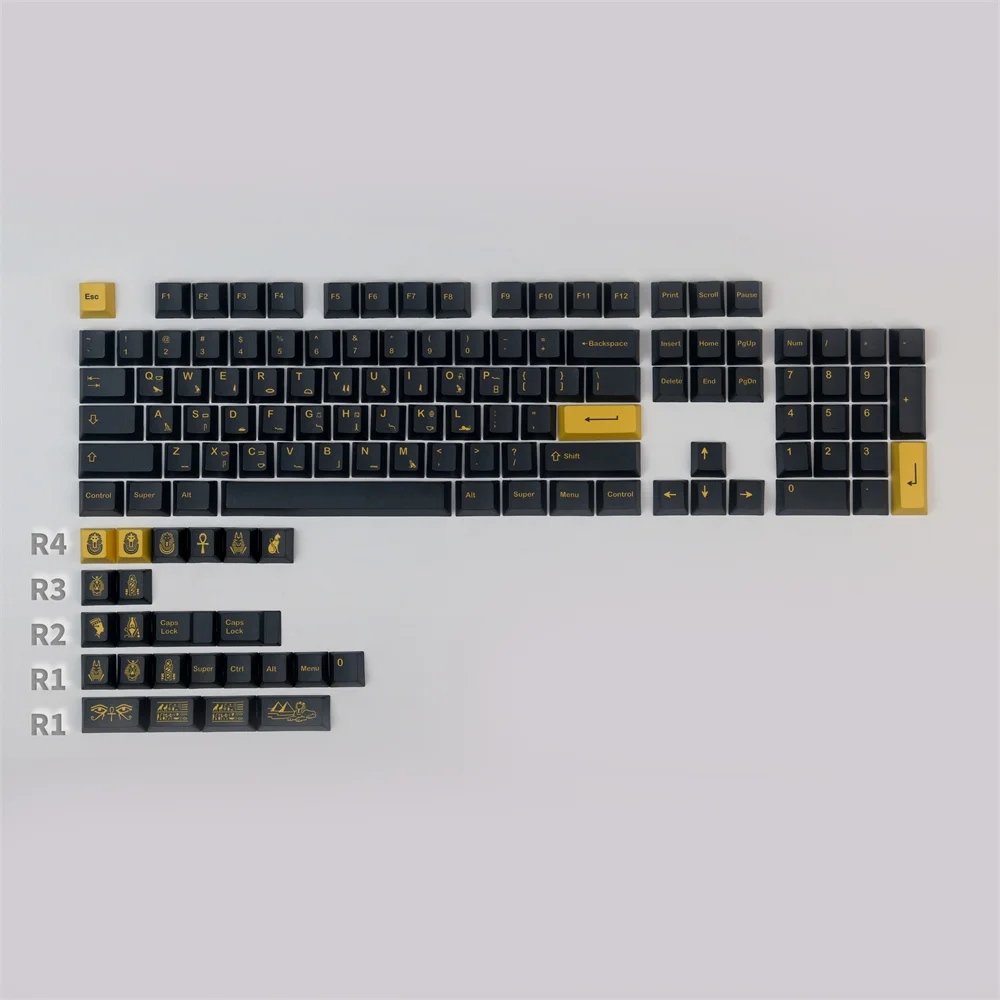 

Egyptian Pharaoh Black Yellow PBT Keycaps For Cherry Mx Gateron Kailh Box TTC Switch Mechanical Keyboard Cherry Profile Key Cap