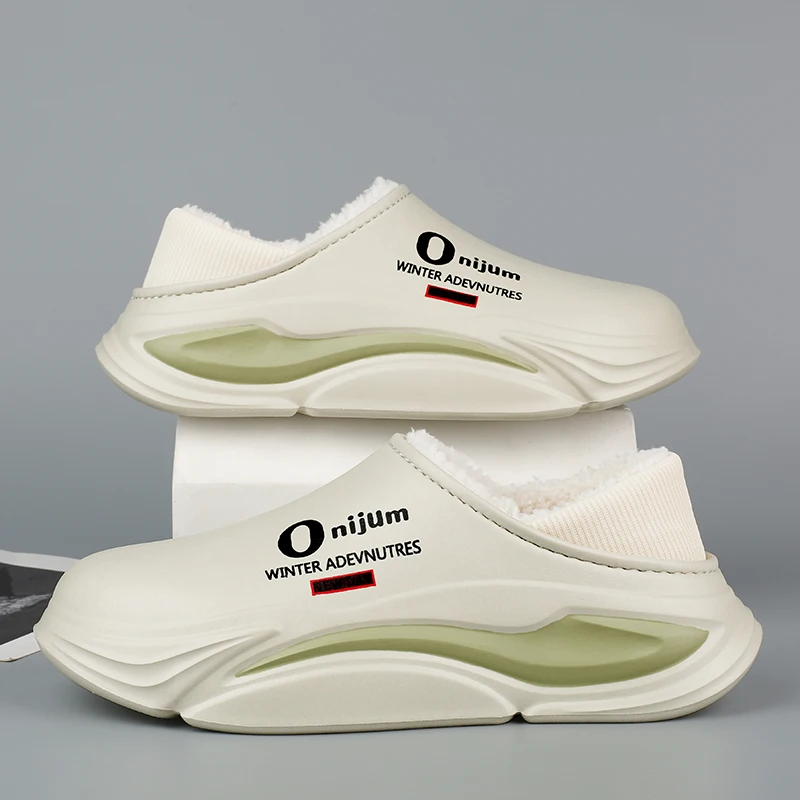 New Winter Men Warm Slippers Cotton Outdoor Indoor Shoes Waterproof Mens Women Home Bedroom Plush