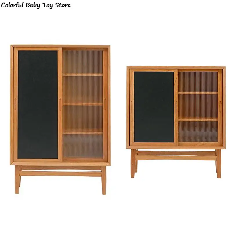 

1:6 Dollhouse Miniature Locker Blackboard Cabinet Multilayer Showcase Display Case Furniture Model Decor Toy
