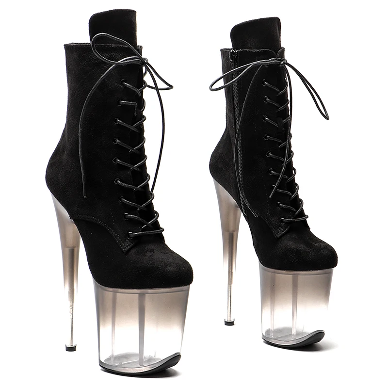 Leecabe 20cm/8inches   gradient color waterproof table   Sexy Fetish Stripper Shoes Models Catwalk Show boot  High Heels 3L