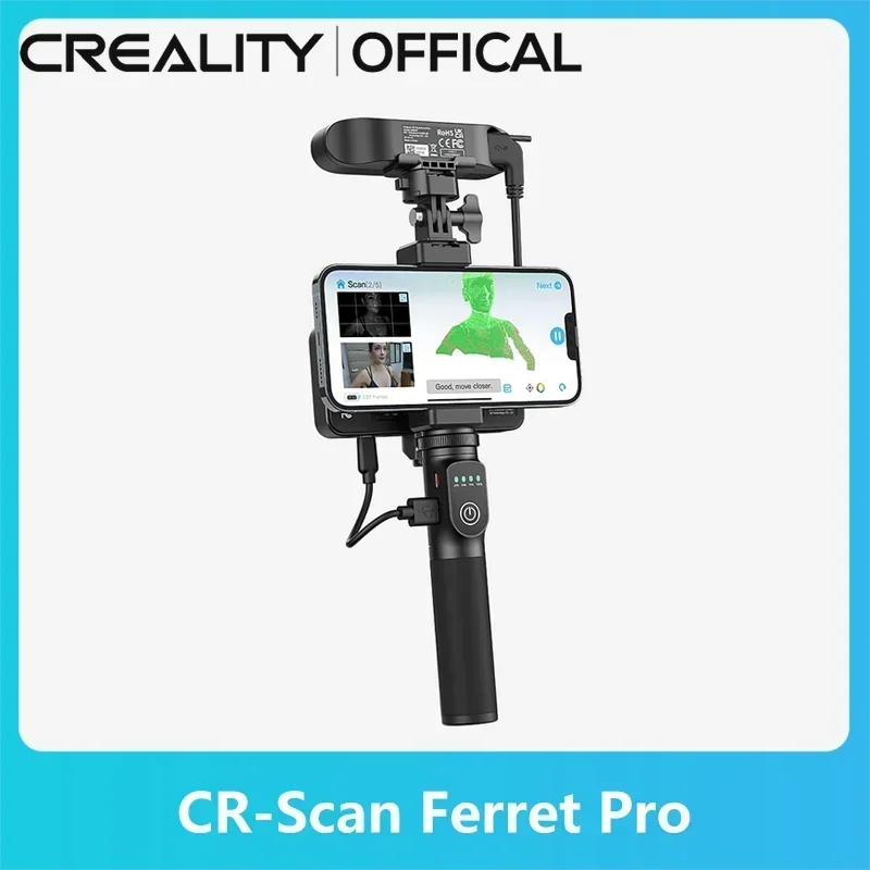 

Creality Official CR-Scan Ferret Pro Portable Handheld 3D Scanner Anti-shake Tracking 0.1mm Accuracy Wireless WiFi 6 Scanning