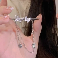 korean new luxury crystal butterfly cubic zirconia pendant bracelet women tassel chian butterfly shiny rhinestone bangle jewelry