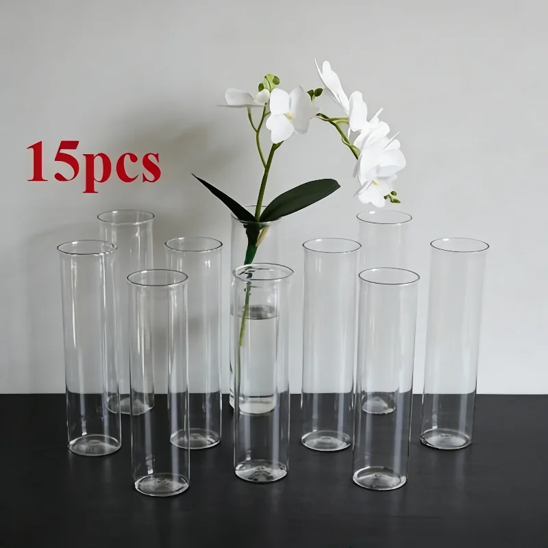 

Набор Из 15 Прозрачных Пластиковых Цилиндрических Ваз Для Декоративных Цветов, Для Простых Настольных Композиций