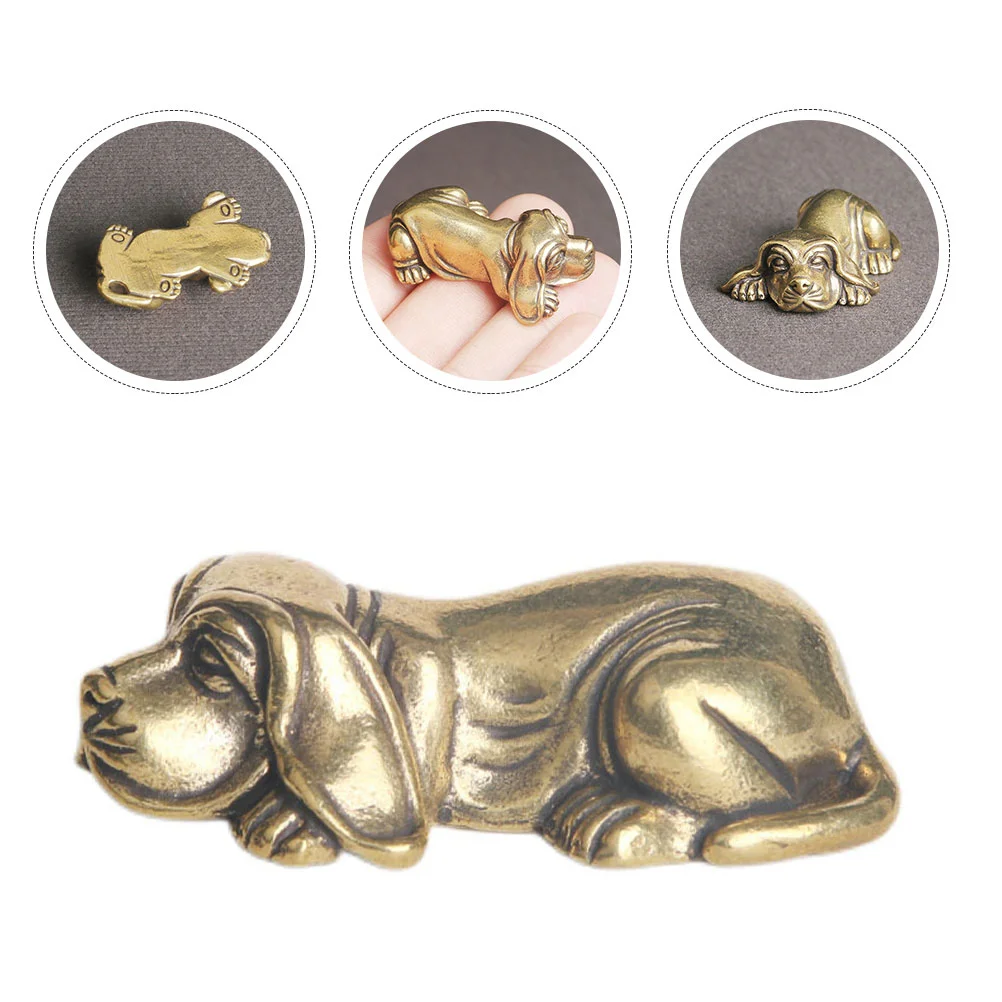 

Dog Brass Statue Animal Puppy Decoration Zodiac Miniature Ornament Figurine Decor Desktop Sculpture Shui Feng Figurines Chinese