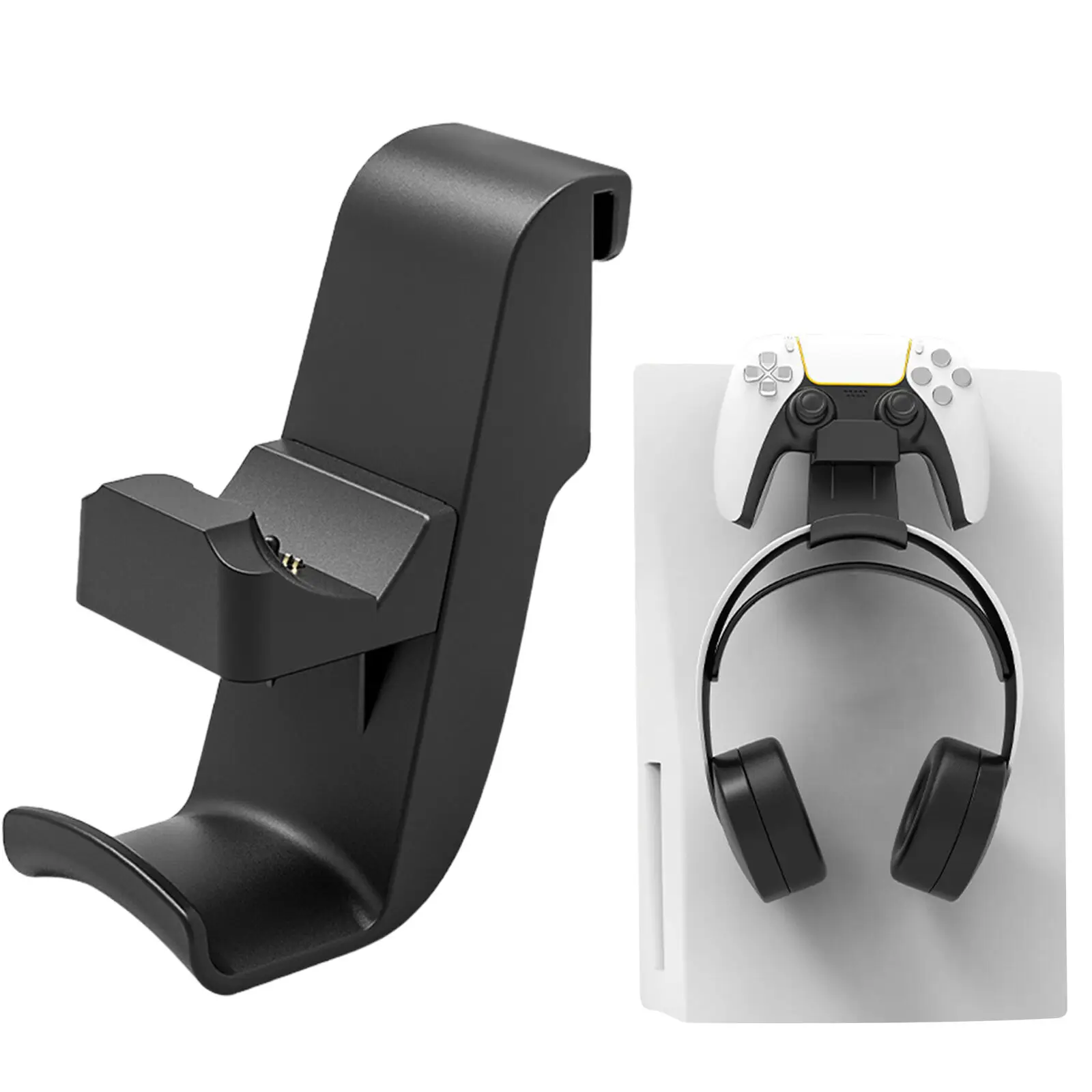 

2 in 1 Charging Dock Controller Charger with Headphone Wall Mount Holder For PS5 ABS Handle hanging charger earphone storage