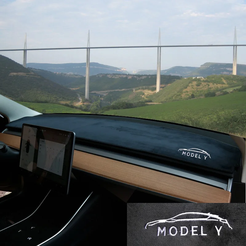

Dash mat Dashboard Mat For Tesla Model 3 / Model Y Turn Fur Leather Car Cover Non-slip Sun Cover Pad Anti-UV Carpet