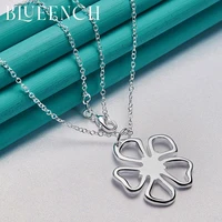 blueench 925 sterling silver flower pendant 16 30 inch chain necklace for women engagement wedding fashion jewelry