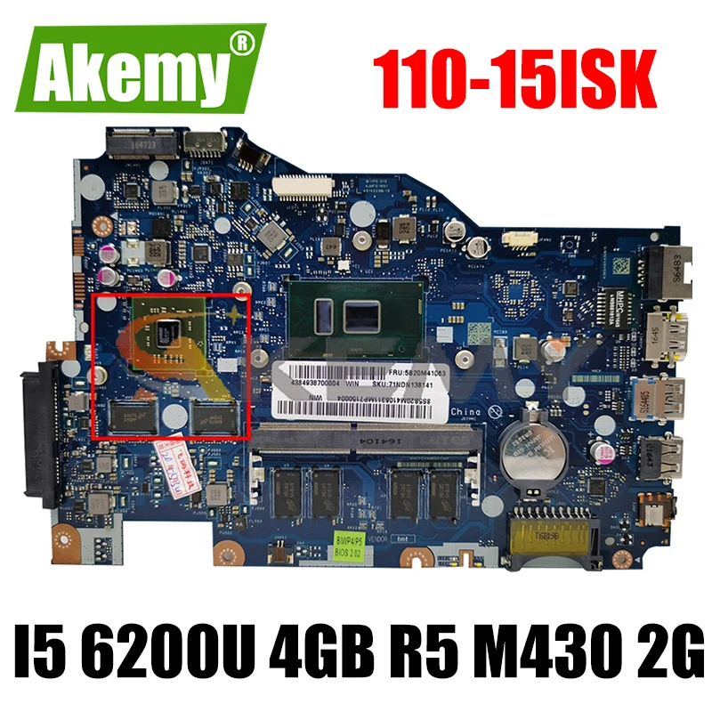 

For Lenovo 110-15ISK Notebook Motherboard BIWP4 / P5 LA-D562P CPU i5 6200U 4GB RAM GPU R5 M430 2G 100% test work free shipping