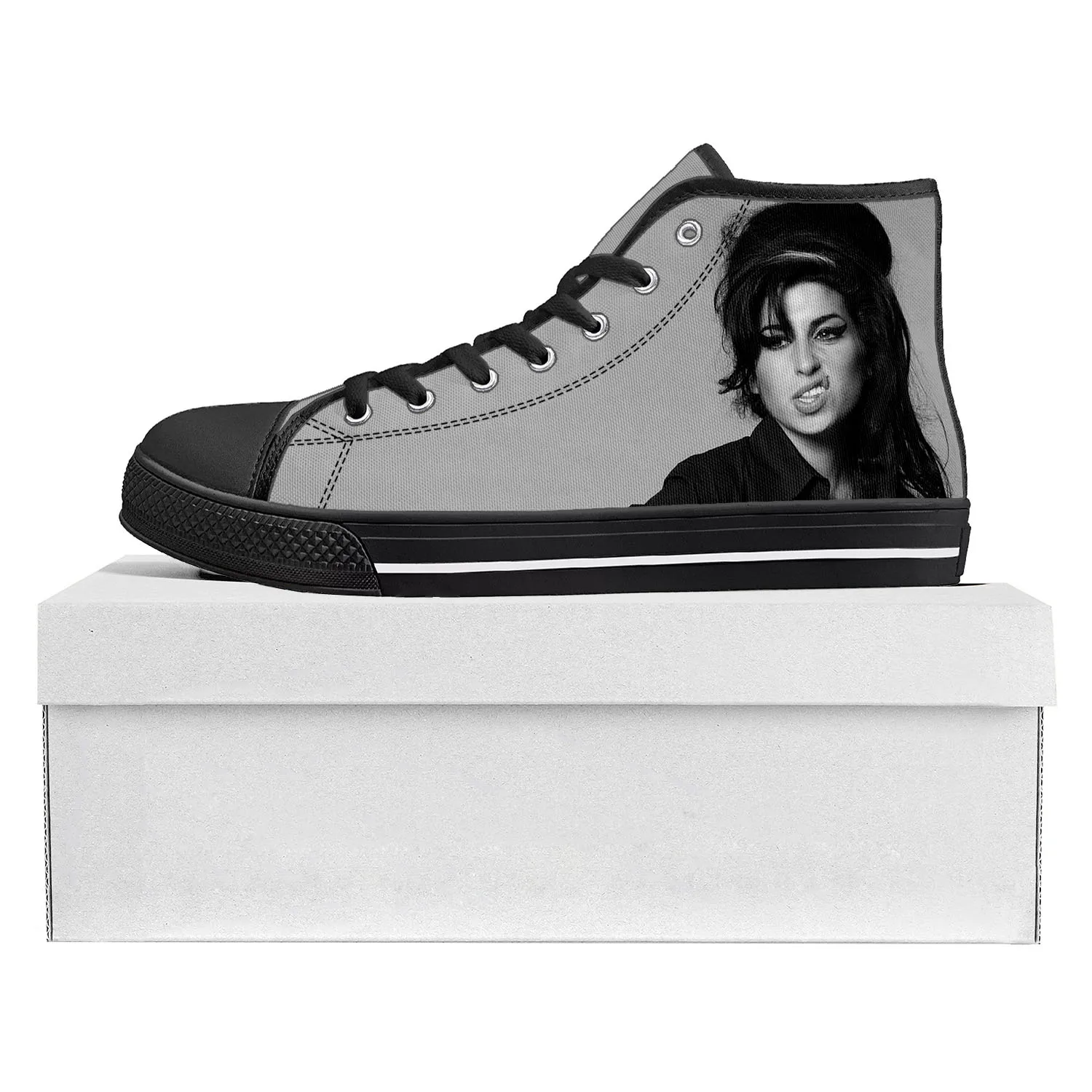 Amy Winehouse Singer Fashion High Top High Quality Sneakers Mens Womens Teenager Canvas Sneaker Casual Couple Shoes Custom Shoe