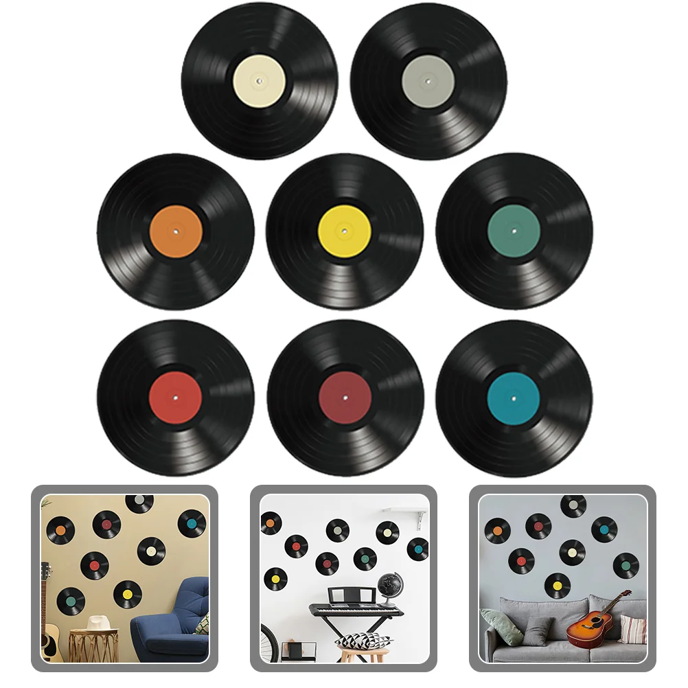 

16Pcs Vintage Plastic Records Retro Style Record Wall Signs Ornaments for Bar
