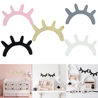 1 pair wooden wall stickers wood cute eyelash closed eye design baby kids room decor home decoration nordic style wall decals