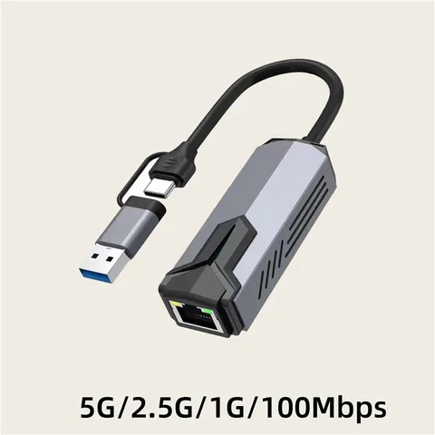 Адаптер сетевой карты 5000 Мбит/с USB/Type-C к RJ45 Адаптер 5 Гбит/с USB 3.0 Проводной гигабитный преобразователь сетевой карты HUB для ноутбука ПК