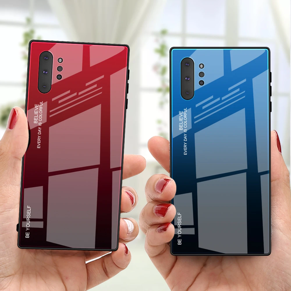 Фото Для Samsung Galaxy S26 S25U чехол из жесткого закаленного стекла с градиентом защитная задняя крышка чехол для samsung note 10 plus note 10 pro 10+ №1
