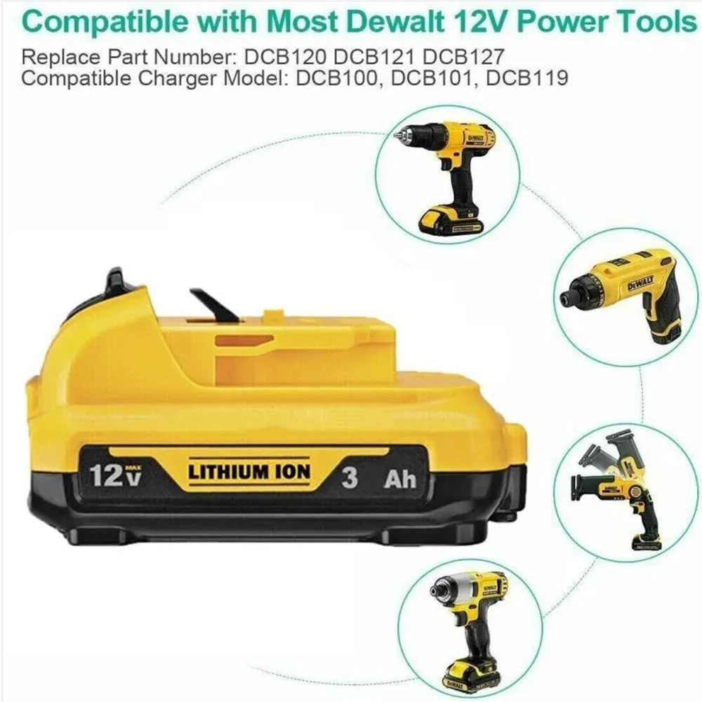 Сменные литий-ионные батареи для Dewalt DCB120 12 В 3 Ач батарея DCB123 DCB125 DCB124 DCB122 DCD710