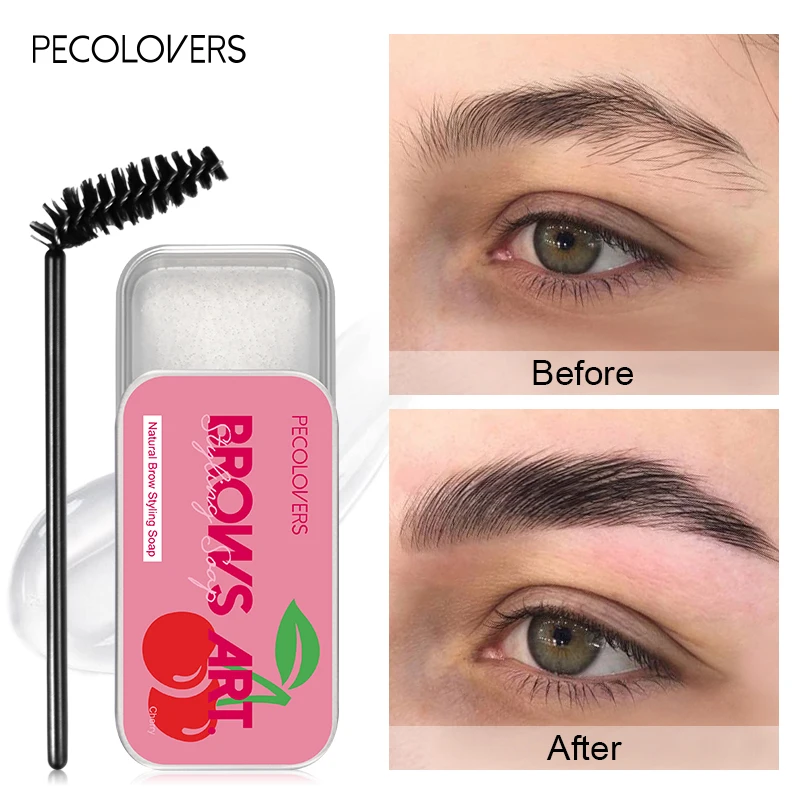 PECOLOVERS Eyebrow Gel Wax Waterproof Long-Lasting 3D Feathery Wild Styling Soap For Eye Brows Women’s Cosmetics 1PC