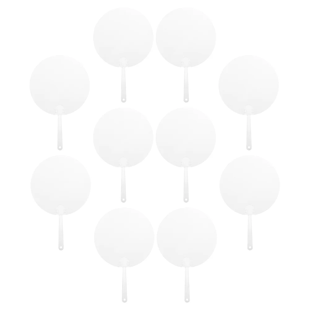 

10 Pcs Round Hand Fan Thicken Summer Decorations Children Painting DIY Graffiti Pvc Material