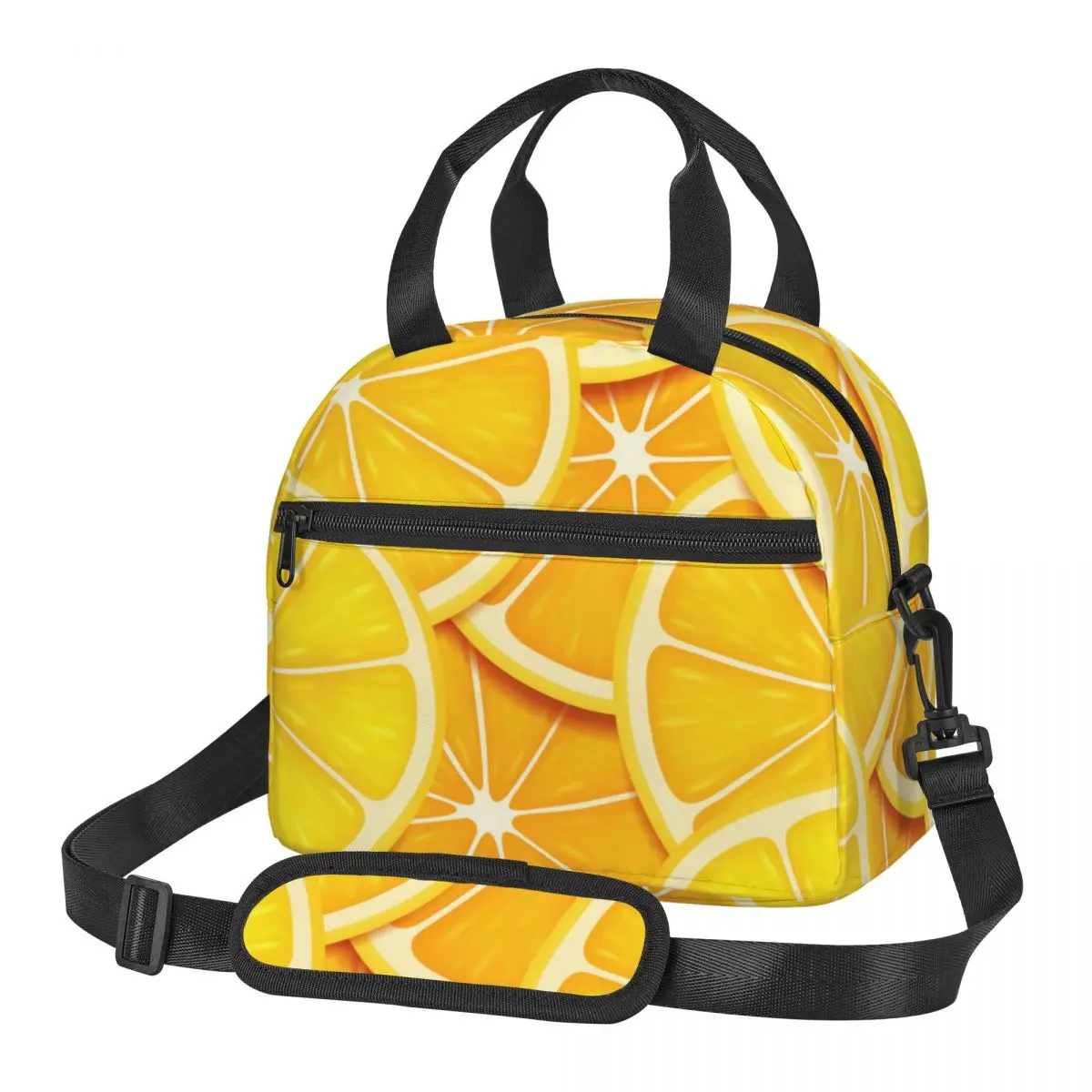 

Thermal Lunch Box Bag for Women Kids Textures Lemon Slices Bright Food Storage Container Travel Picnic Bento Bag