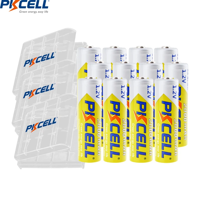 

Аккумуляторы PKCELL AA 2000 мАч, 2 А, 1,2 в, Ni-MH, AA, 12 шт.