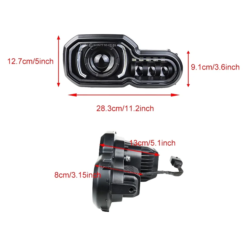 

Motorcycle LED Headlight High/Low Beam with DRL Assembly for