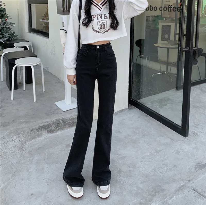 

DD3004 New retro Hong Kong-style high-waisted small skinny trousers jeans
