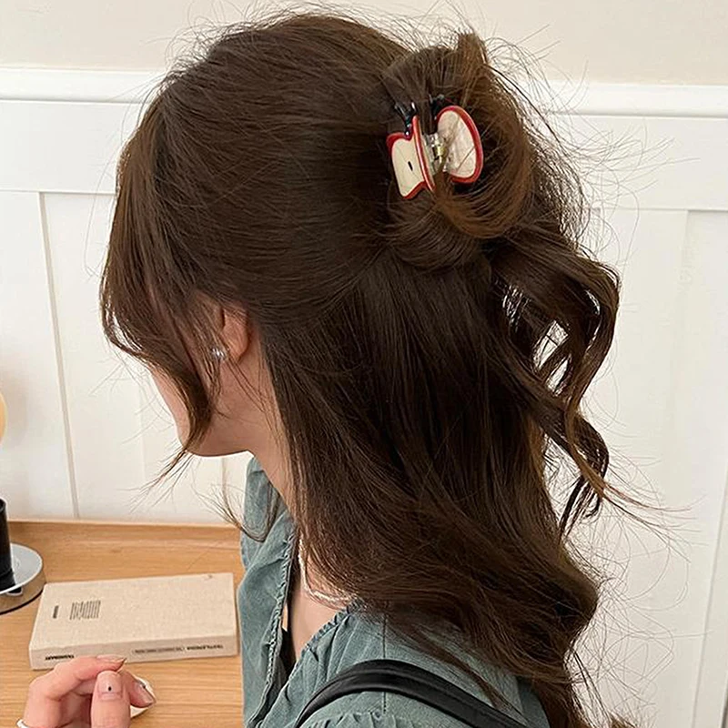 Модные универсальные акриловые заколки для волос в форме яблока креативные