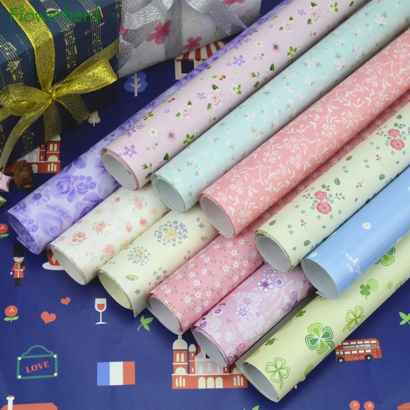 

74x51cm Birthday Fresh Floral Gift Box Wrapping Paper DIY Handmade Floral Flower Bouquet Wrapping Paper Bag Book Paper