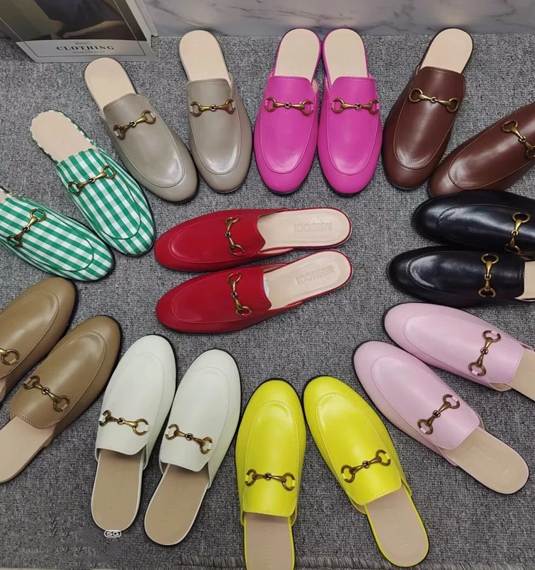 

Женские мюли на плоской подошве, всесезонные Шлепанцы из натуральной кожи, 2023