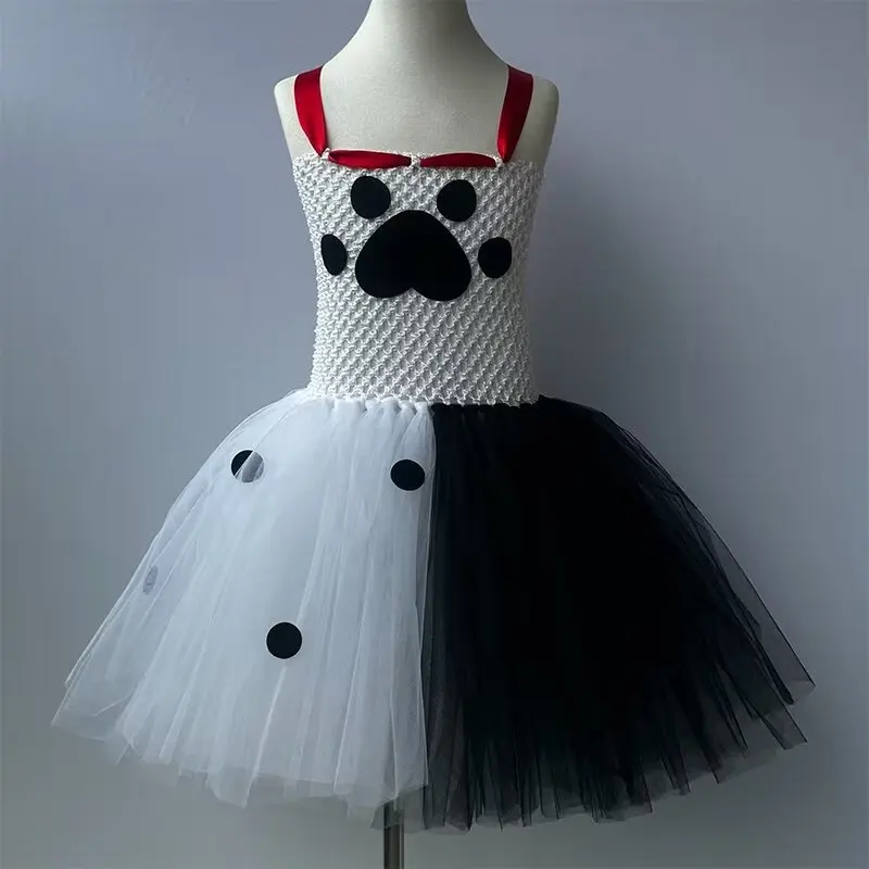 Белое черное платье-пачка с собакой далматинца для маленьких девочек костюмы на