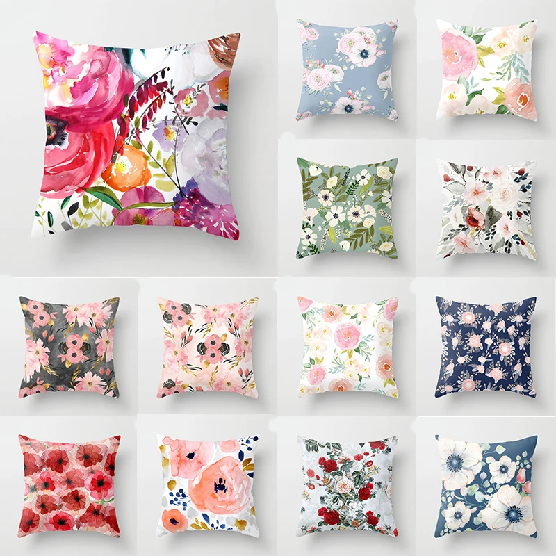 

Flower Pattern Decorative Art Cushion Cover Pillow Pillowcase Polyester 45*45 Throw Pillows Home Decor Pillowcover Casual