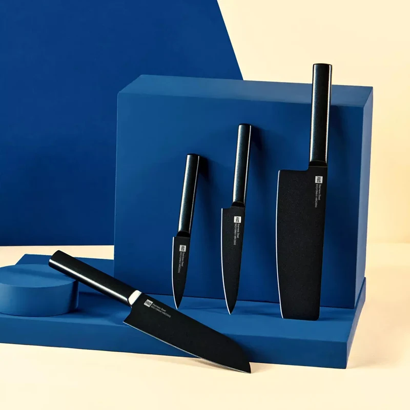 Xiaomi Huohou 5 шт. классный черный кухонный антипригарный нож с держателем для ножа