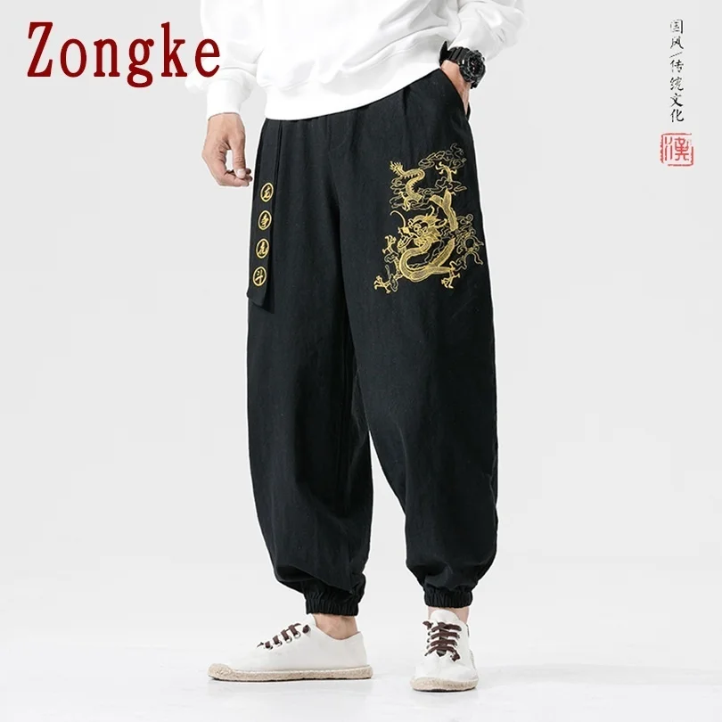 

Zongke Dragon Embroidery Pants Men Joggers Trousers Men Pants Streetwear Sweatpants Harem Pants Men Trousers 5XL 2023 Spring New