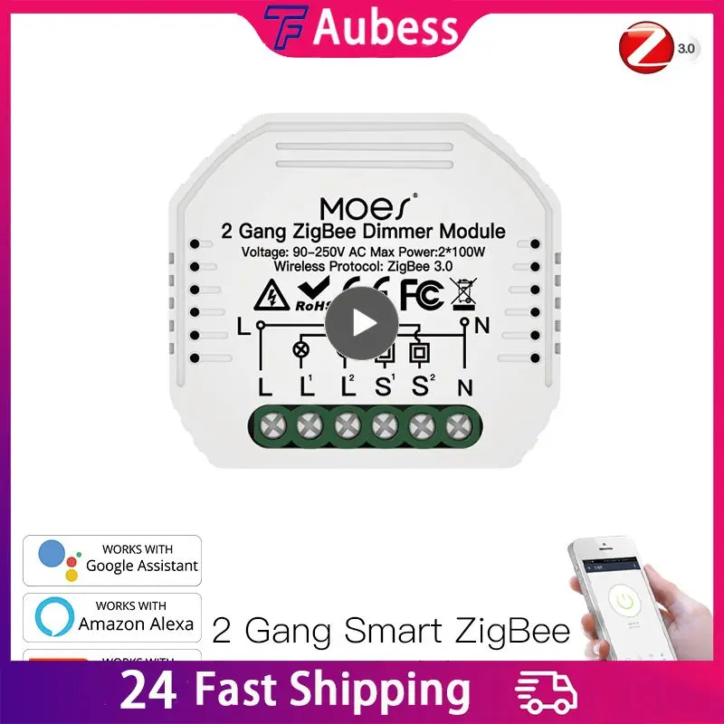 

Ac 90-250v Smart Dimmer Module Voice Control Mini Zigbee Switch Dimmable Switches Work With Alexa Google Home Diy Tuya Switches