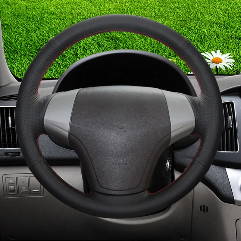 

Чехол на руль автомобиля, ручное шитье, оплетка, искусственная кожа для Hyundai Elantra 2008-2010, автомобильные аксессуары для интерьера