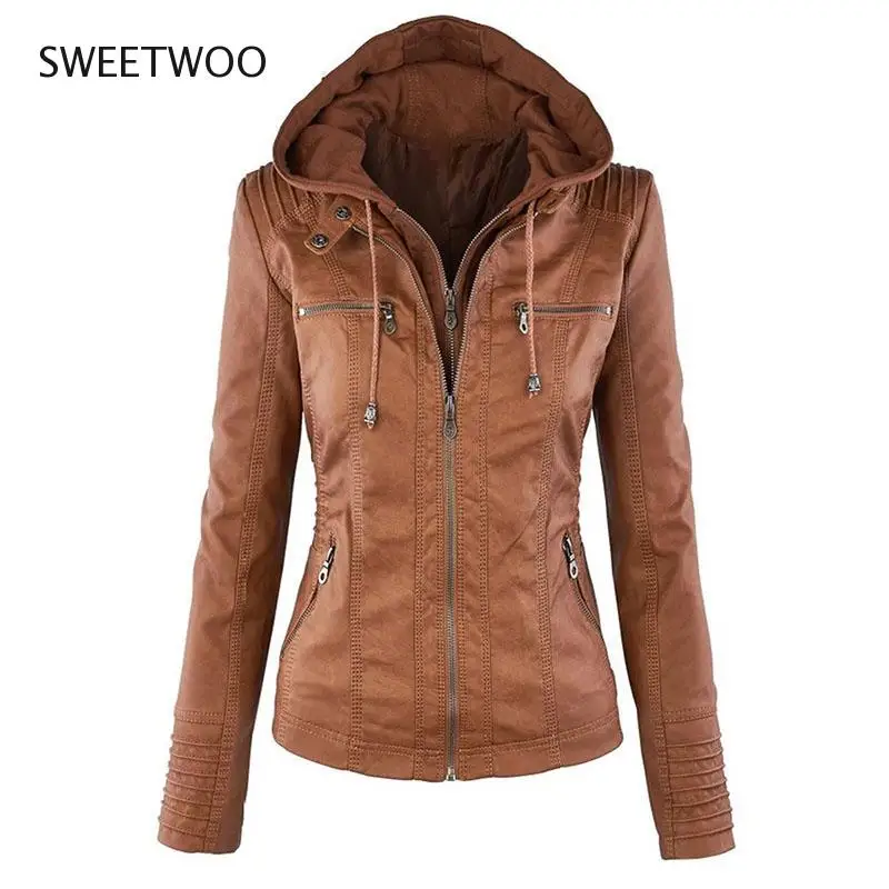 2022 Women Autumn Winter Faux Leather Jackets Coats Women Black Pu Motorcycle Leather Clothes for Women Y2K Jacket Fashion Tide